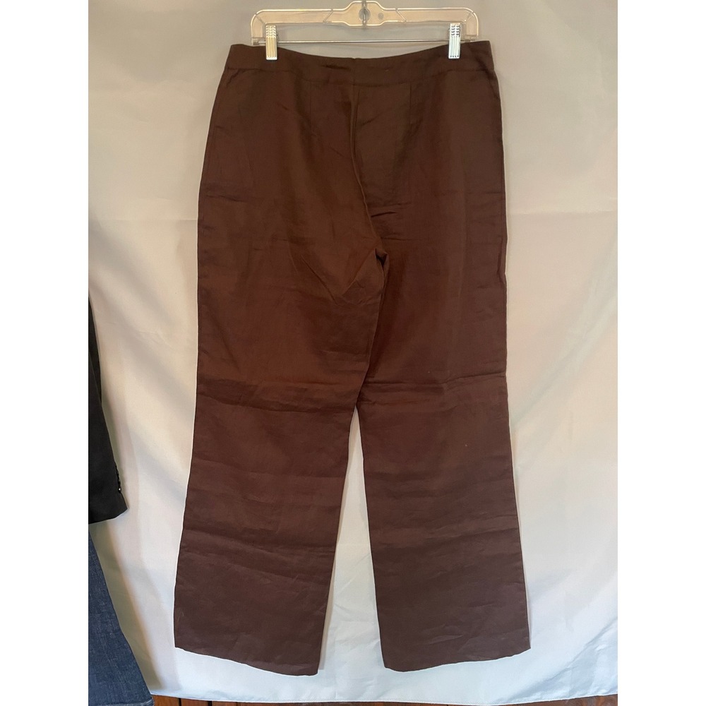 Spiegel Womens Brown 100% Linen Wide Leg Trousers Pants Size 10 Style 43531